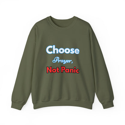 “Choose Prayer, Not Panic” Religious Crewneck Sweatshirt – Faith-Inspired Cold Weather Comfort