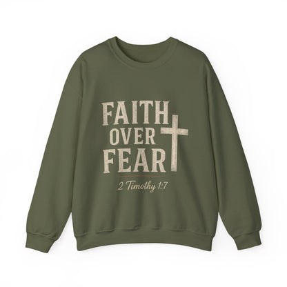 “Faith Over Fear” Christian Religious Crewneck Sweatshirt – Stand Strong in Style
