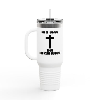 Insulated Travel Mug - "His Way or Highway" 40oz Christian Motivational Drinkware for Adventurers