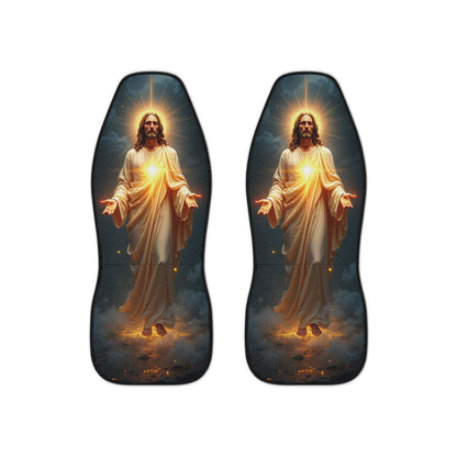 Luminous Jesus Car Seat Cover - Divine Radiance Design | Christian Auto Accessories, Vehicle Decor, Jesus Seat Protectors, Spiritual Gifts, Religious Car Decor