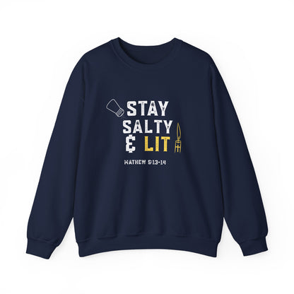 “Stay Salty & Lit” Crewneck Sweatshirt – Modern Religious Apparel