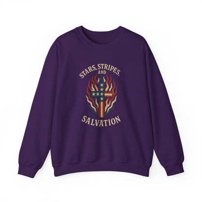 “Stars, Stripes, and Salvation” Crewneck Sweatshirt – Patriotic Christian Apparel