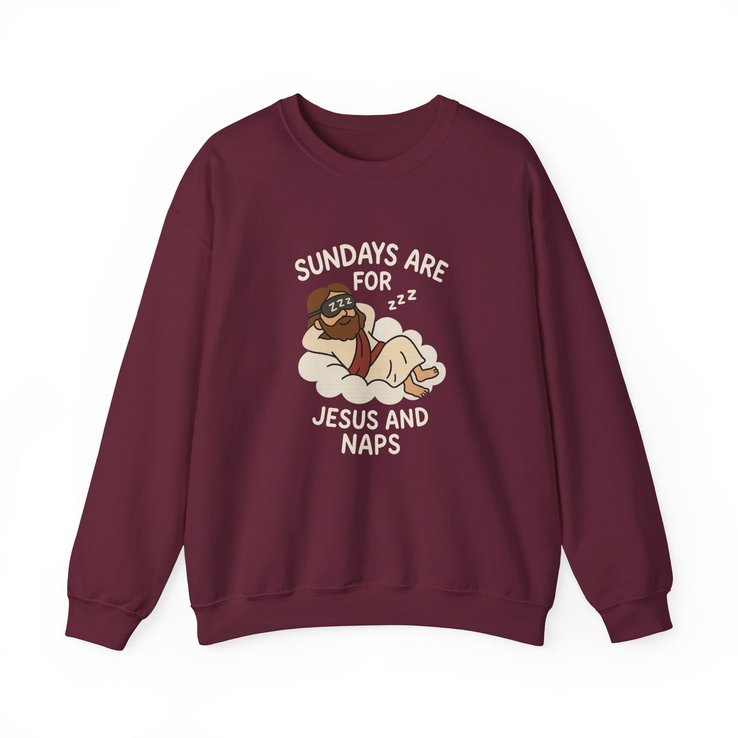 “Sundays Are for Jesus and Naps” Crewneck Sweatshirt – Cozy Religious Weekend Wear