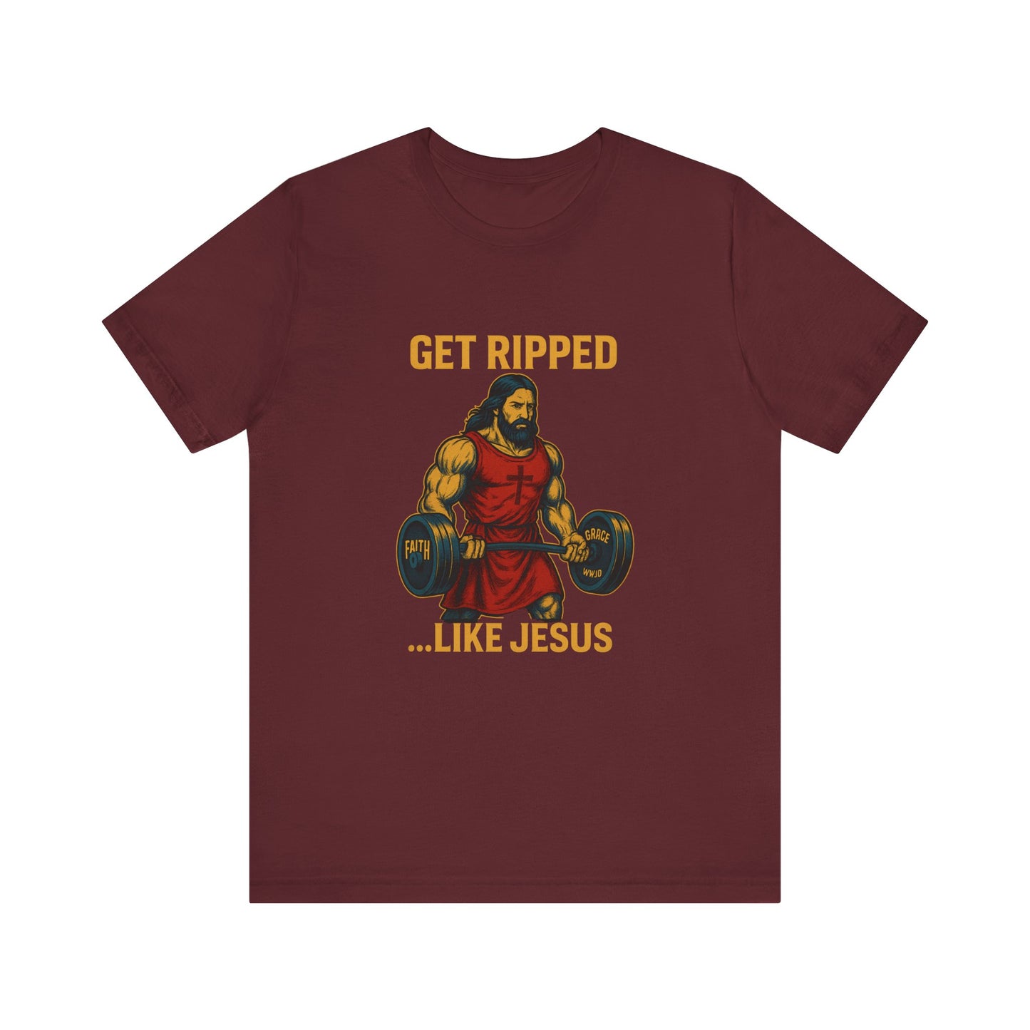 “Get Ripped Like Jesus” Religious Fitness T-Shirt – Faith & Strength Combined