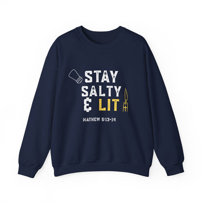 “Stay Salty & Lit” Crewneck Sweatshirt – Modern Religious Apparel