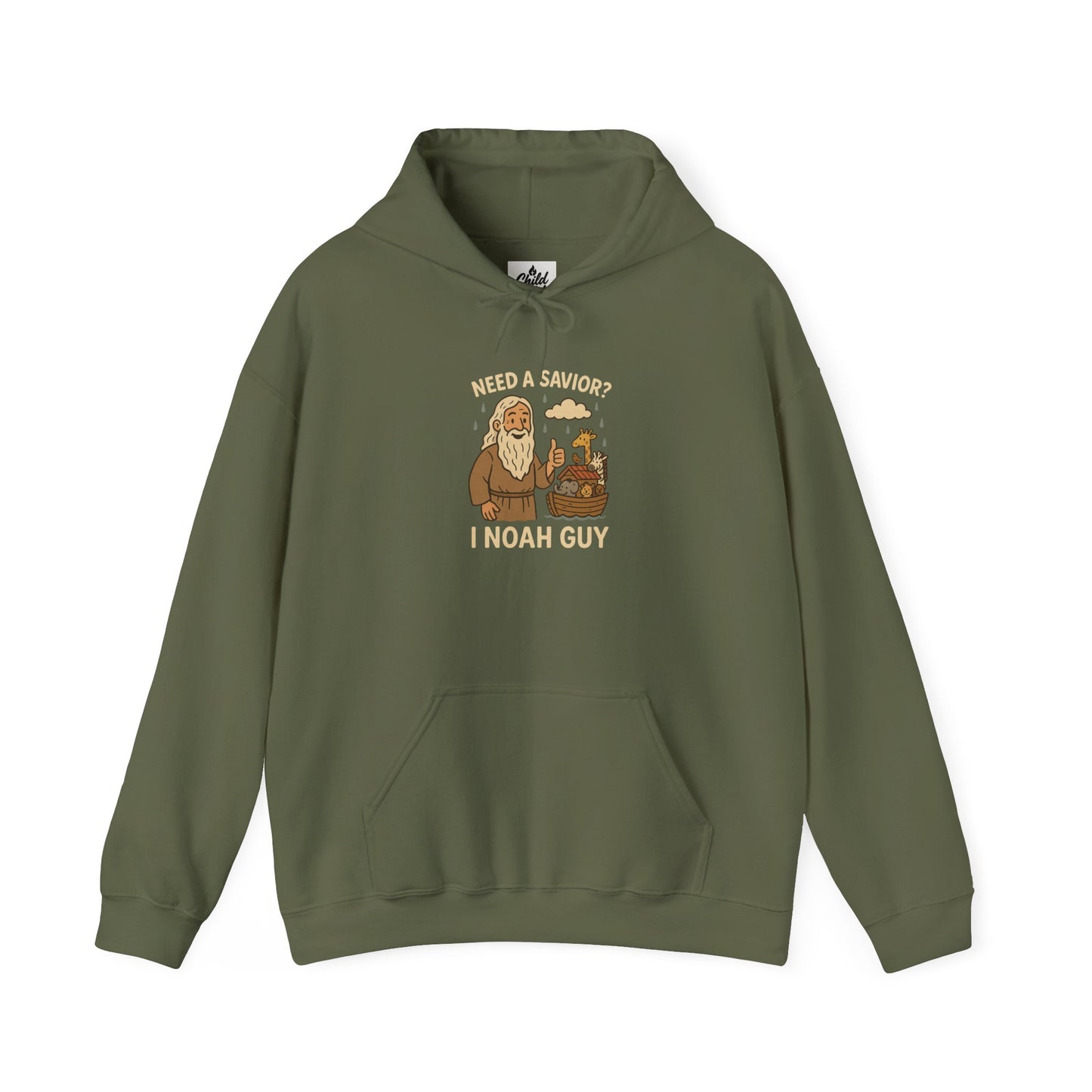 "Need a Savior? I Noah Guy." Hoodie - Unisex Heavy Blend Christian Hoodie for Relaxation & Faith