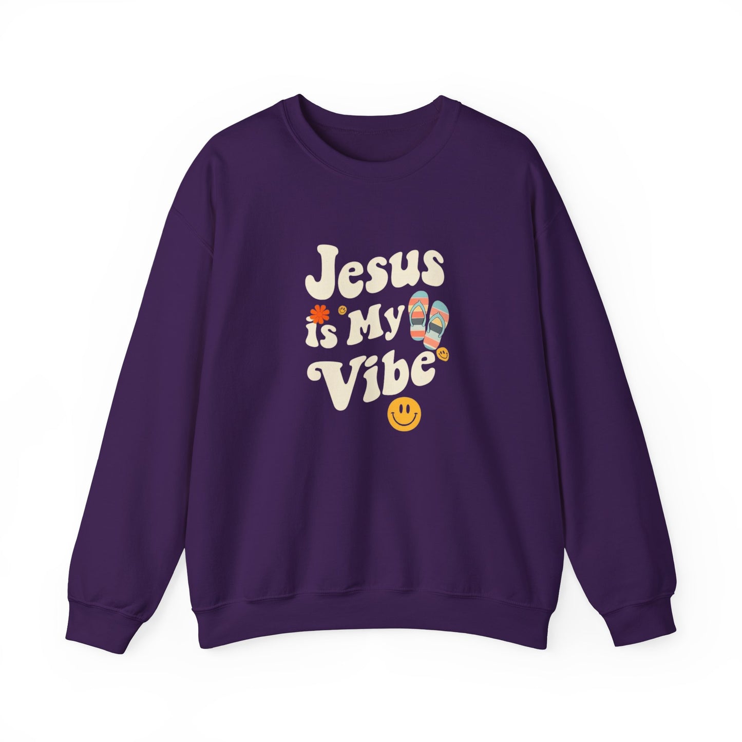 “Jesus Is My Vibe” Crewneck Sweatshirt – Trendy and Cozy Religious Apparel
