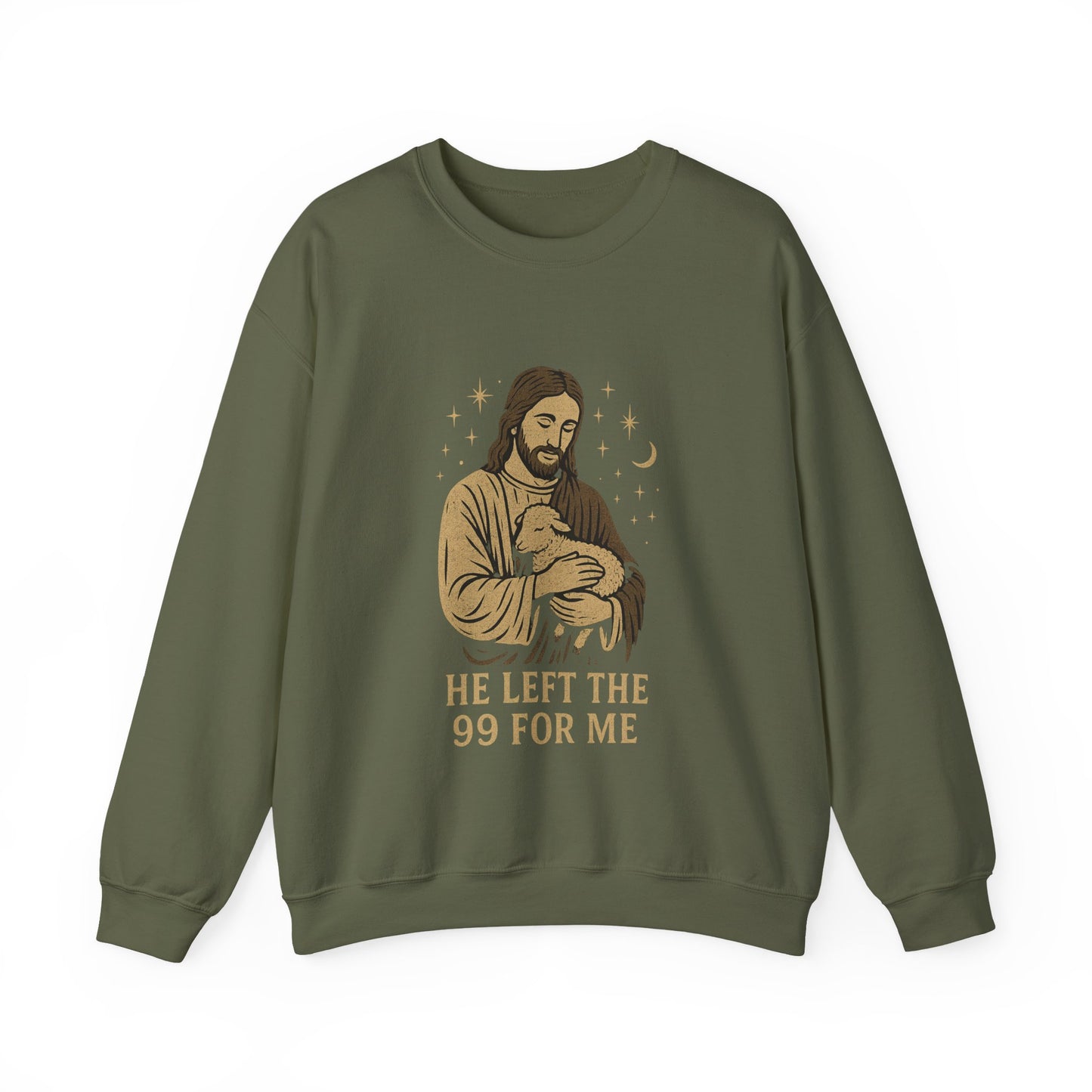 “He Left the 99 for Me” Crewneck Religious Sweatshirt – Faith-Filled Comfort