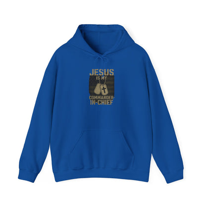 “Jesus Is My Commander-in-Chief” Christian Hoodie – Unisex Pullover for Warriors of Faith