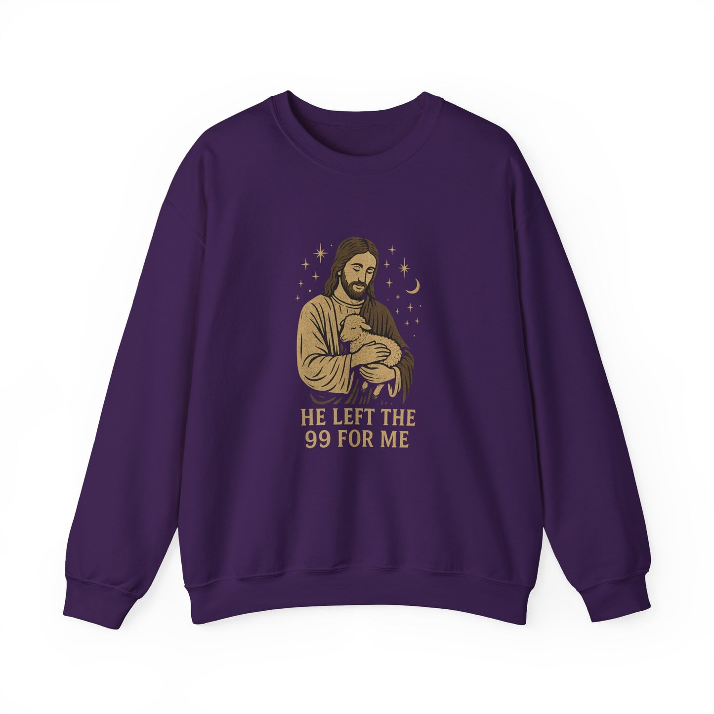 “He Left the 99 for Me” Crewneck Religious Sweatshirt – Faith-Filled Comfort