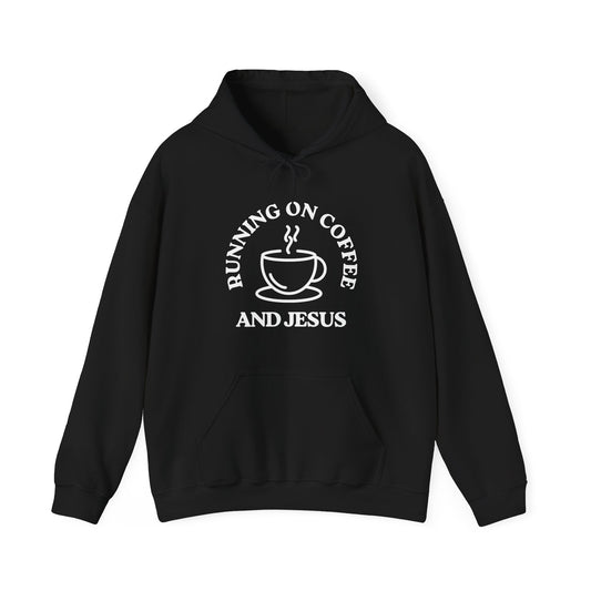 “Running on Coffee and Jesus” Religious Hoodie – Unisex Pullover for Daily Fuel