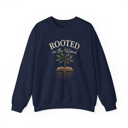 “Rooted In The Word” Crewneck Religious Sweatshirt – Scripture-Inspired Faith Wear