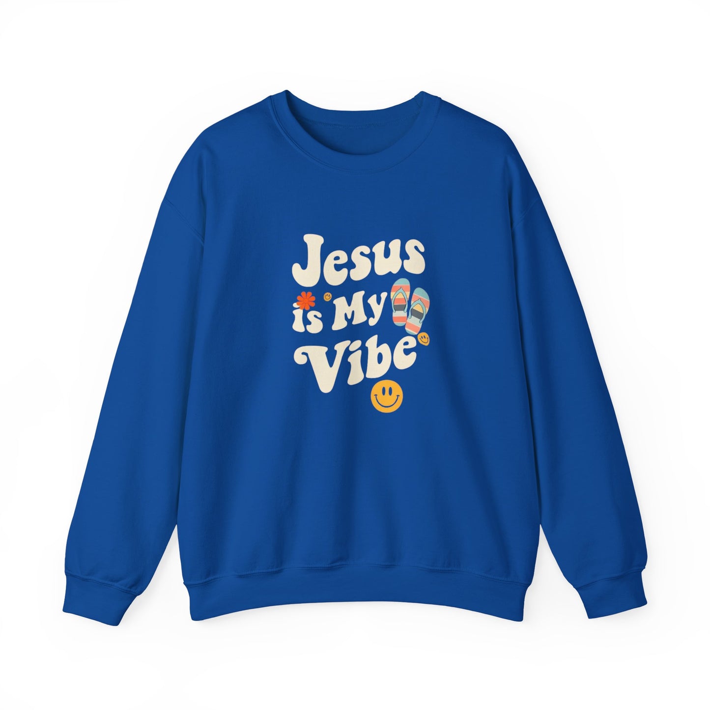 “Jesus Is My Vibe” Crewneck Sweatshirt – Trendy and Cozy Religious Apparel