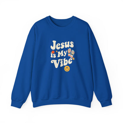 “Jesus Is My Vibe” Crewneck Sweatshirt – Trendy and Cozy Religious Apparel