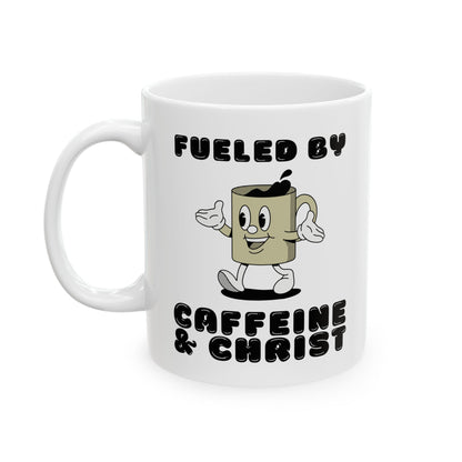 Mug - "Caffeine & Christ" Christian Ceramic Coffee Cup (11oz, 15oz) Funny Gift for Coffee Lovers