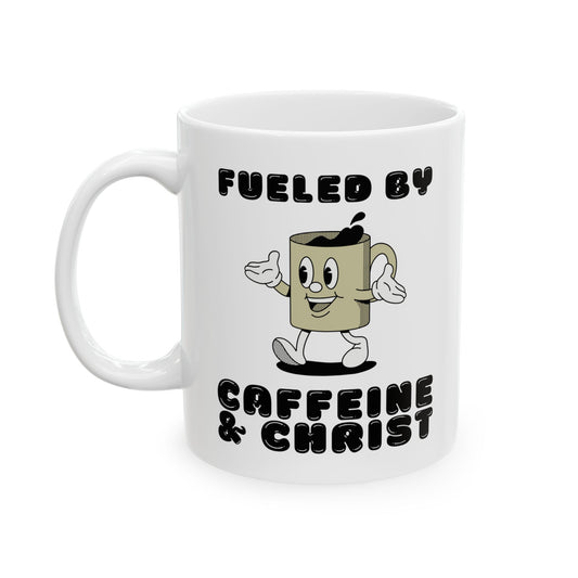 Mug - "Caffeine & Christ" Christian Ceramic Coffee Cup (11oz, 15oz) Funny Gift for Coffee Lovers