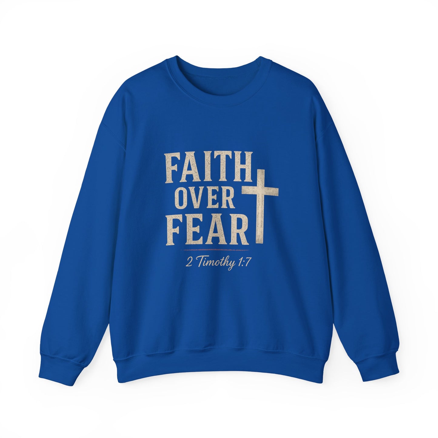 “Faith Over Fear” Christian Religious Crewneck Sweatshirt – Stand Strong in Style