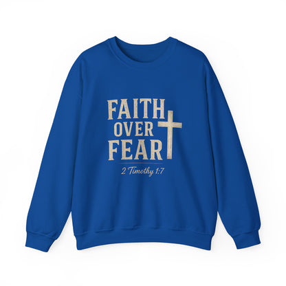 “Faith Over Fear” Christian Religious Crewneck Sweatshirt – Stand Strong in Style
