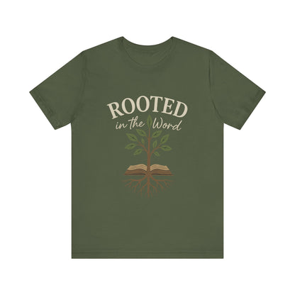 “Rooted In The Word” Religious T-Shirt – Faith-Driven Bible Message