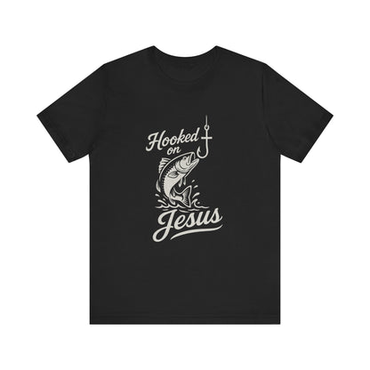 “Hooked on Jesus” Religious T-Shirt – Faith-Inspired Fun for Believers