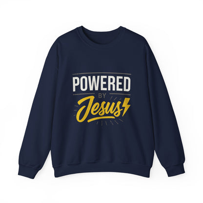 “Powered By Jesus” Crewneck Religious Sweatshirt – Faith and Strength Combined