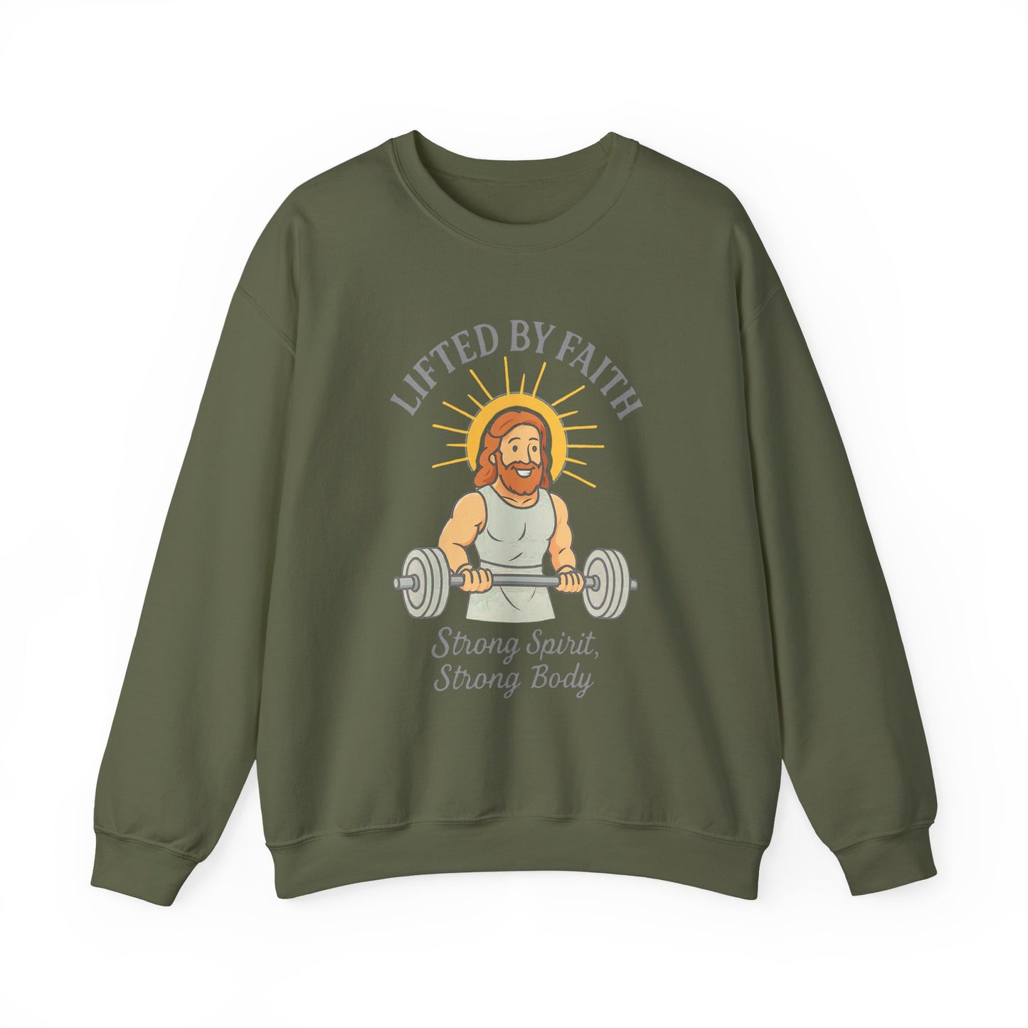 “Lifted by Faith” Crewneck Sweatshirt – Motivational Religious Apparel