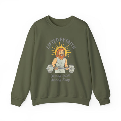 “Lifted by Faith” Crewneck Sweatshirt – Motivational Religious Apparel