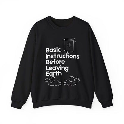 “Basic Instructions Before Leaving Earth BIBLE" Acronym Sweatshirt – Religious Crewneck for Daily Faith