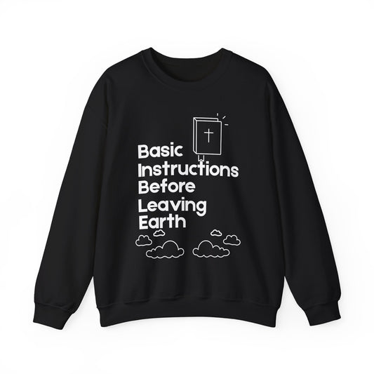 “Basic Instructions Before Leaving Earth BIBLE" Acronym Sweatshirt – Religious Crewneck for Daily Faith
