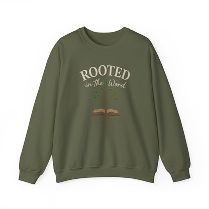 “Rooted In The Word” Crewneck Religious Sweatshirt – Scripture-Inspired Faith Wear