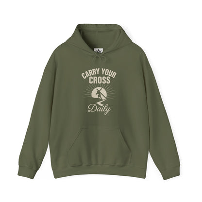 "Carry Your Cross Daily" Hoodie - Unisex Heavy Blend Christian Sweatshirt for Relaxation & Faith