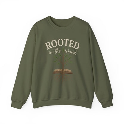 “Rooted In The Word” Crewneck Religious Sweatshirt – Scripture-Inspired Faith Wear