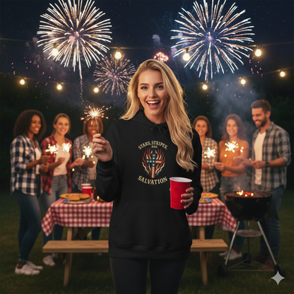 “Stars, Stripes, and Salvation” Christian Hoodie – Unisex Pullover for Faith and Freedom