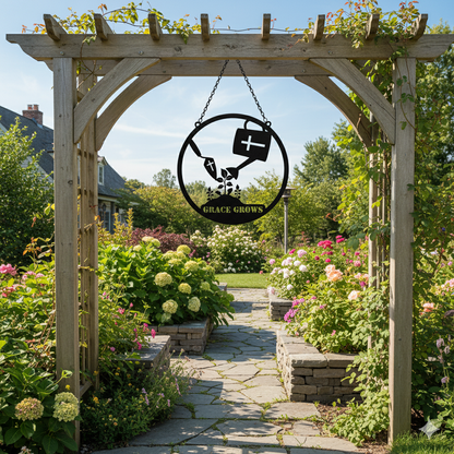 Christian Gardener Gift | Grace Grows Metal Sign | Garden Trowel Wall Art