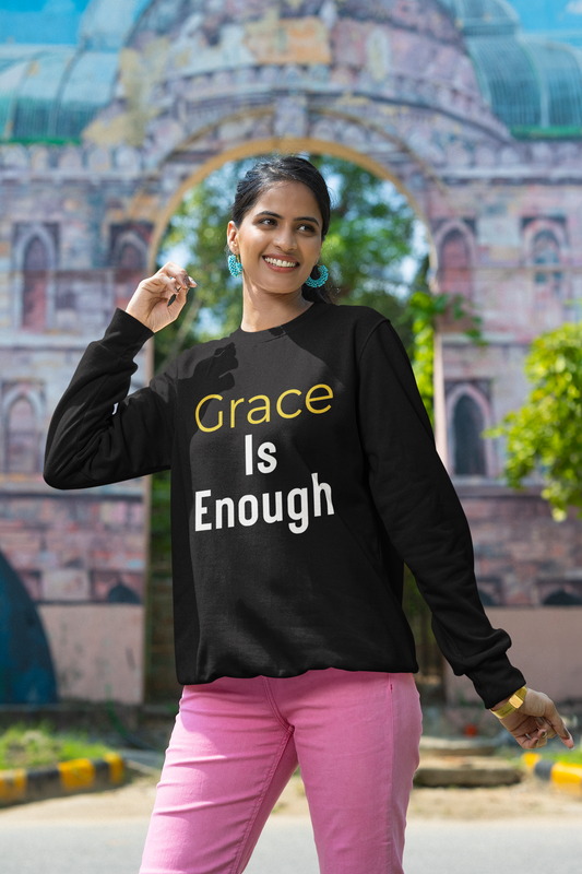 “Grace is Enough” Crewneck Religious Sweatshirt – Cozy Faith Comfort
