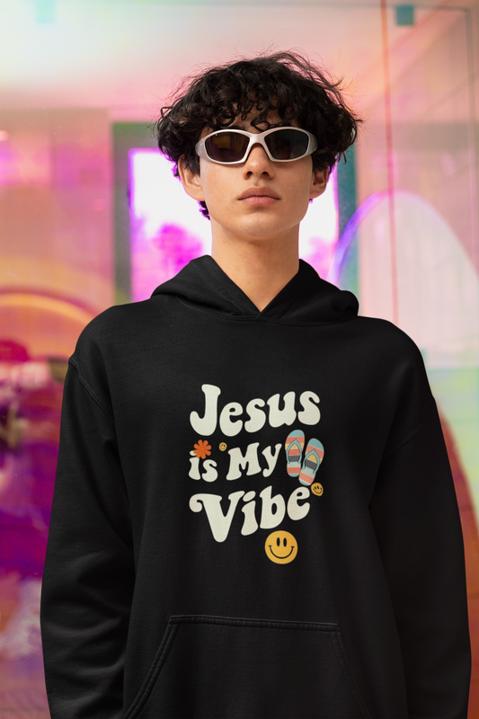 “Jesus Is My Vibe” Religious Hoodie – Unisex Pullover for Bold Faith Expression