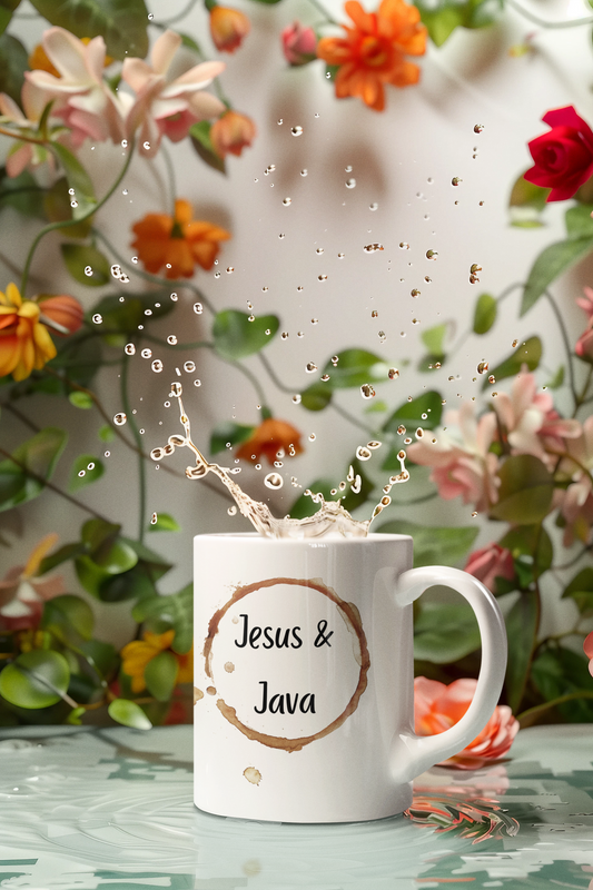 Coffee Mug - "Jesus & Java" Coffee Lovers Christian Ceramic Mug for Home & Office