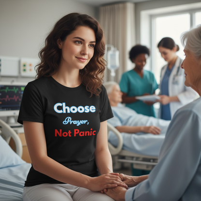 “Choose Prayer, Not Panic” Religious Graphic Tee – Unisex Inspirational Shirt