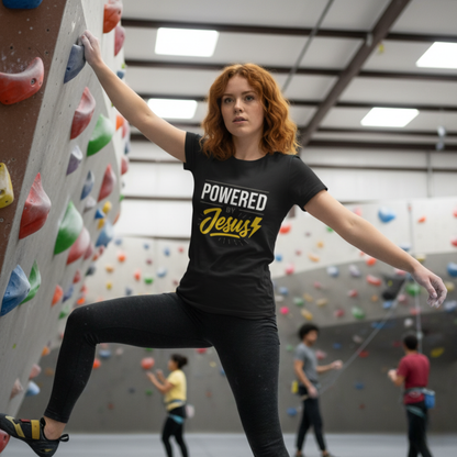 “Powered By Jesus” Religious T-Shirt – Faith-Fueled Motivation
