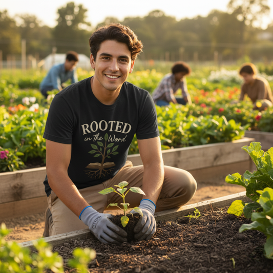 “Rooted In The Word” Religious T-Shirt – Faith-Driven Bible Message