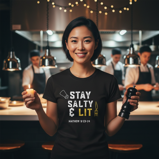 “Stay Salty & Lit” Religious T-Shirt – Bold Faith with a Biblical Twist