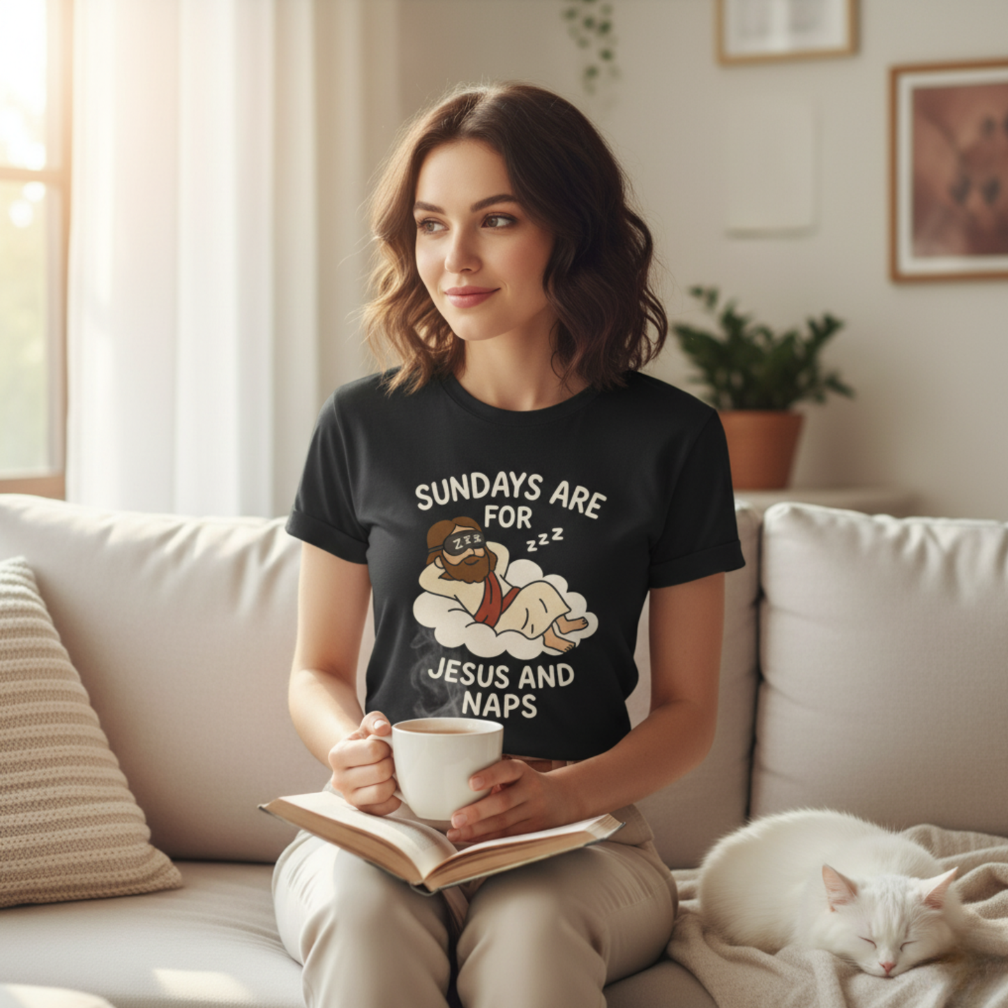 “Sundays Are for Jesus and Naps” Christian T-Shirt – Faith and Rest Tee