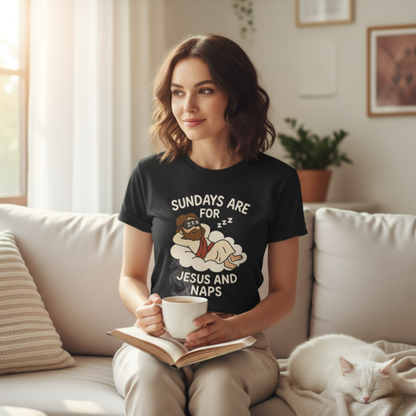“Sundays Are for Jesus and Naps” Christian T-Shirt – Faith and Rest Tee
