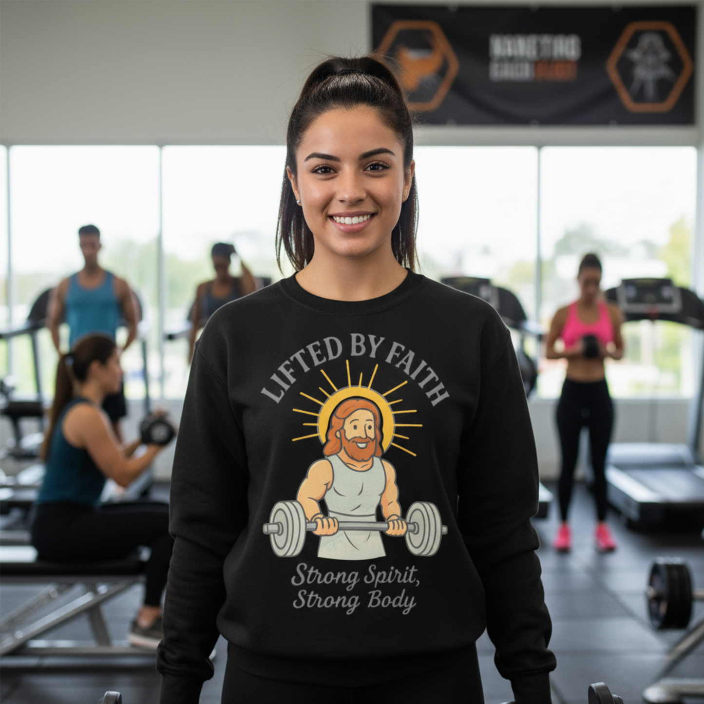 “Lifted by Faith” Crewneck Sweatshirt – Motivational Religious Apparel