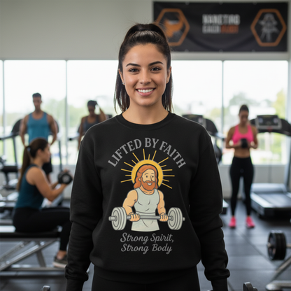 “Lifted by Faith” Crewneck Sweatshirt – Motivational Religious Apparel