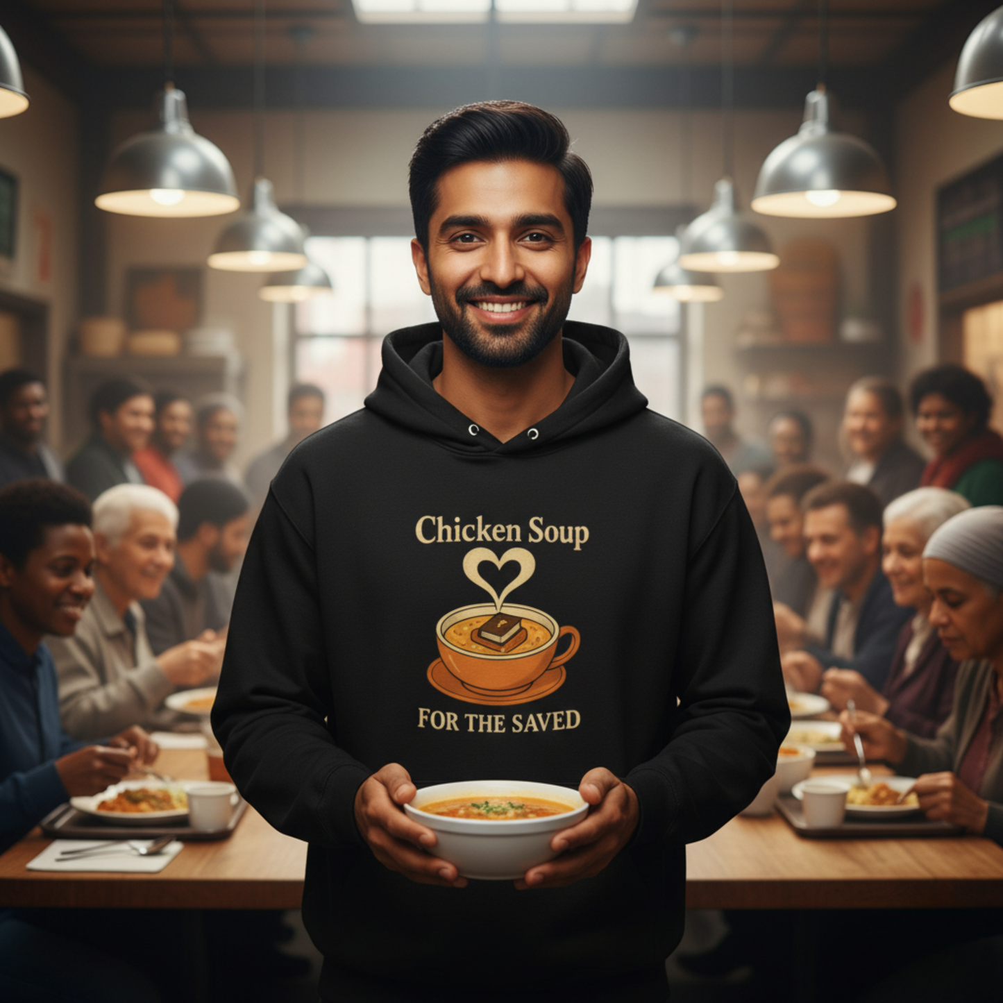 "Chicken Soup for the Saved" Hoodie - Unisex Heavy Blend Christian Hoodie for Relaxation & Faith