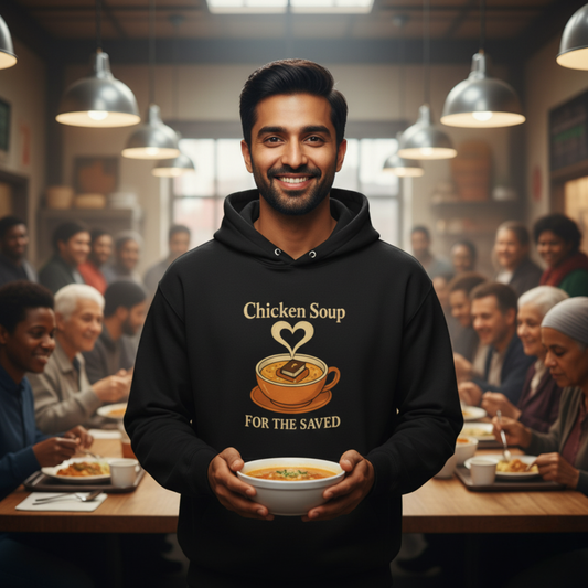 "Chicken Soup for the Saved" Hoodie - Unisex Heavy Blend Christian Hoodie for Relaxation & Faith