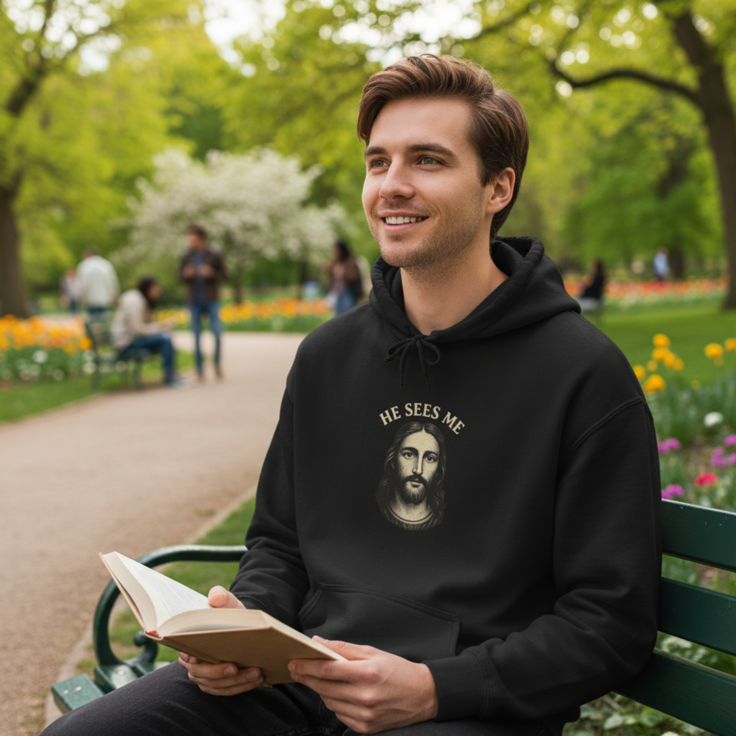 “He Sees Me” Religious Hoodie – Unisex Pullover for Comfort and Faith