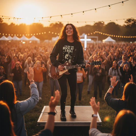 "I'm on the Rock and I Roll" - Christian Sweatshirt - Unisex