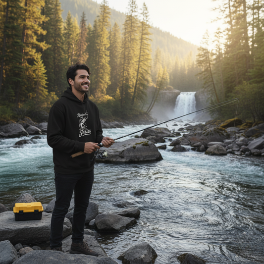 “Hooked on Jesus” Religious Hoodie – Unisex Pullover for Faith and Fun